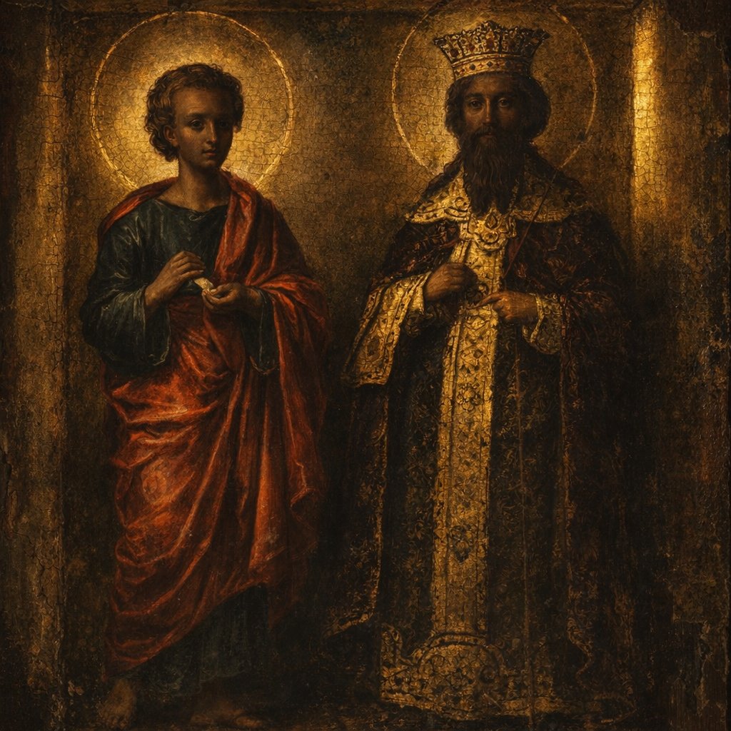 Srednjovekovne freske srpskih manastira: Preljubović, verovatno predstavljen kroz spoj despota Tome i apostola Tome u Hilandaru